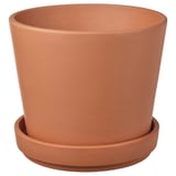 BRUNBÄR Plant pot with saucer, outdoor terracotta, 15 cm