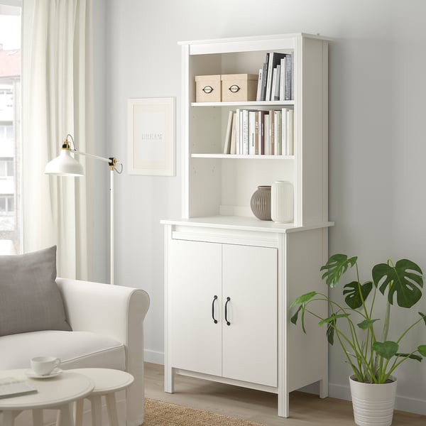 BRUSALI High cabinet with door, white, 80x190 cm