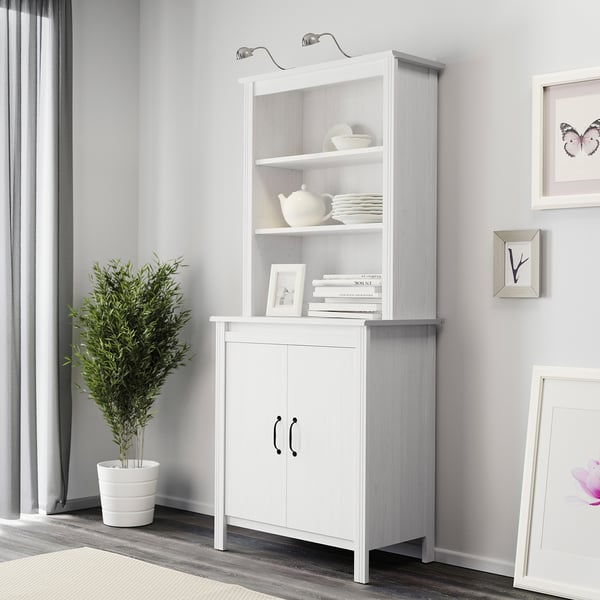 BRUSALI High cabinet with door, white, 80x190 cm