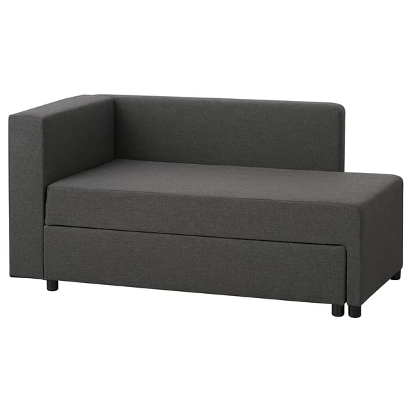 BYGGET Chaise longue/sofabed Knisa/dark grey with storage IKEA