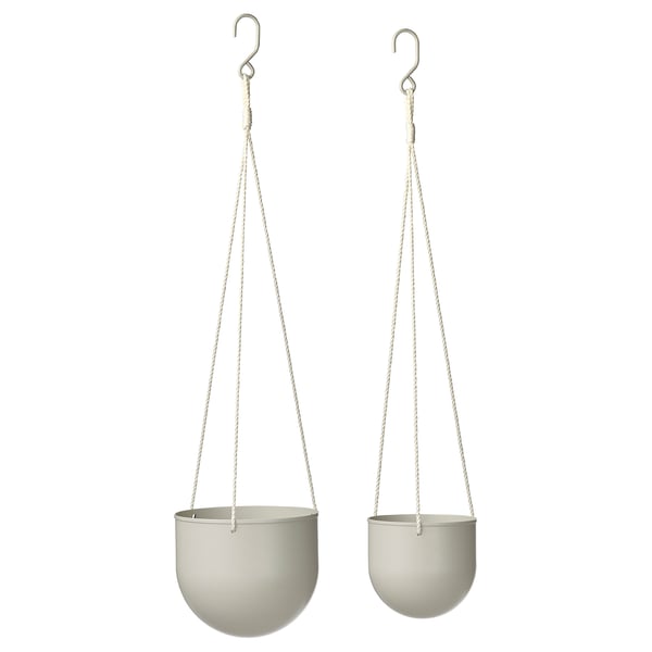 DAKSJUS Hanging planter, set of 2, in/outdoor light grey-beige