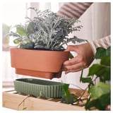 DAKSJUS Self-watering plant pot, terracotta/green, 27x13 cm