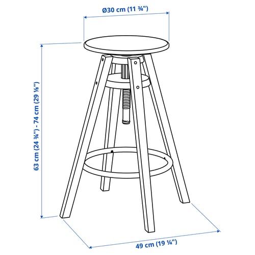 Illustration with measurements for the product: DALFRED.