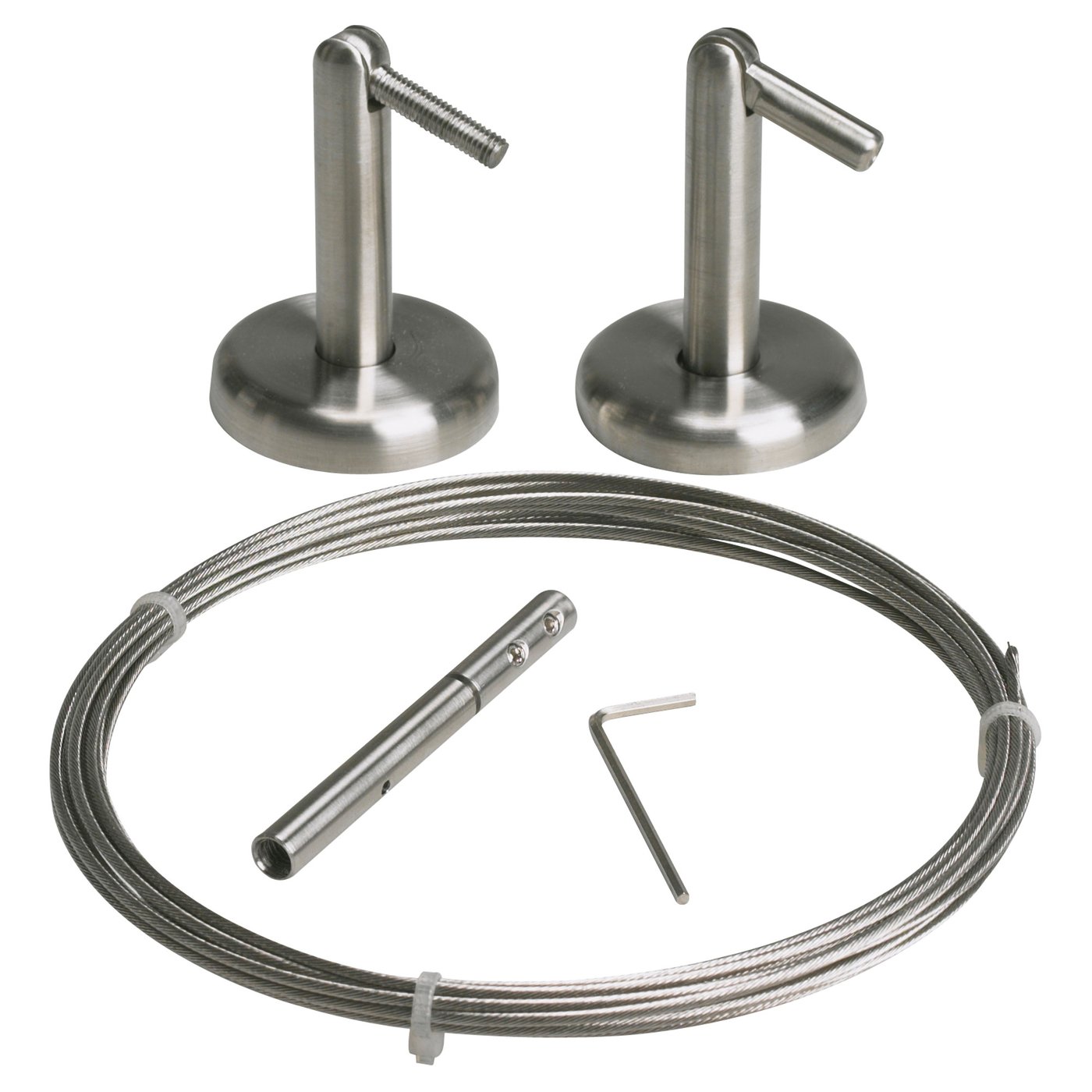 Stainless steel curtain rod set with mounts & tools