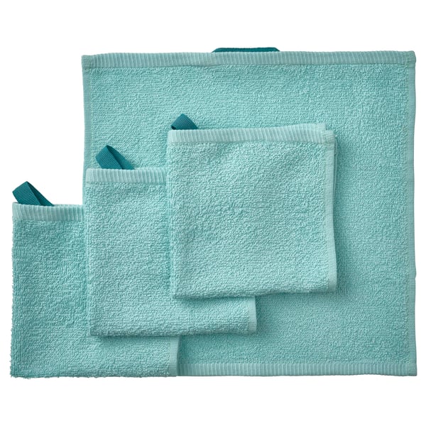 DIMFORSEN Washcloth, turquoise, 30x30 cm