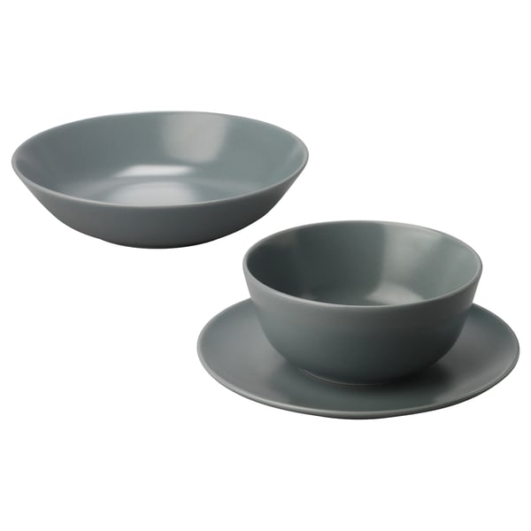 DINERA 18-piece service, dark grey - IKEA