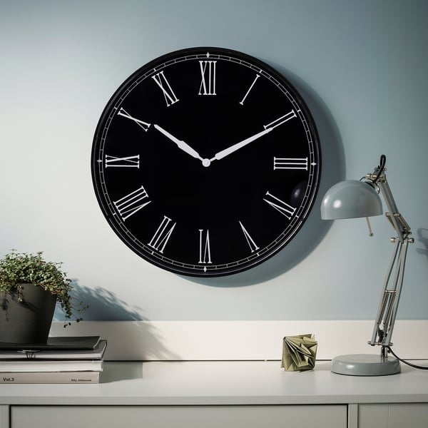 DRABBLING Wall clock, black, 52 cm