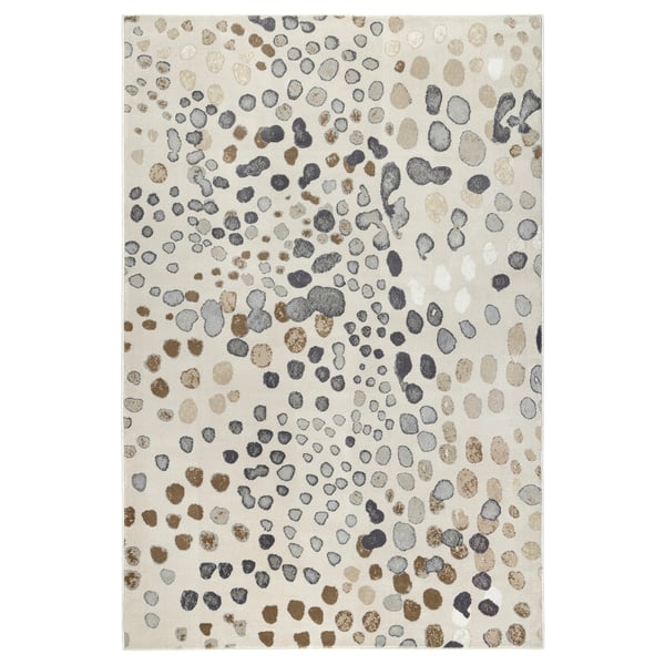 DUBBELFIL Rug, low pile, dot pattern/beige, 160x230 cm