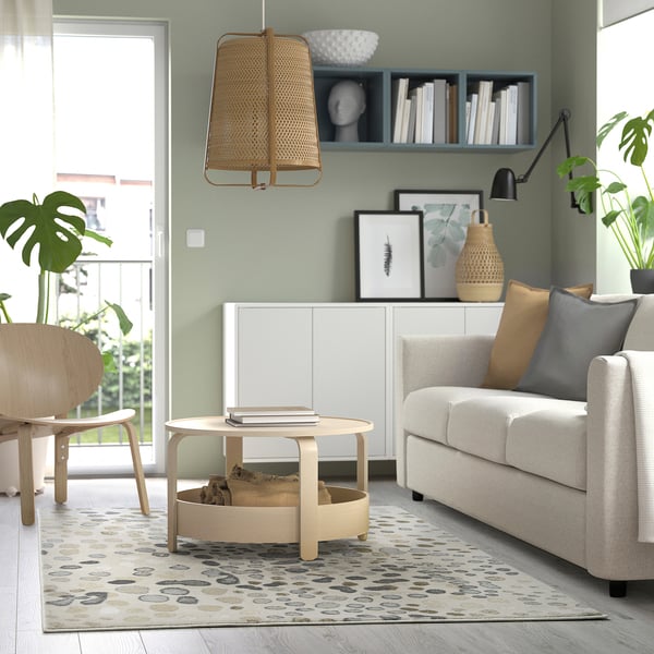 DUBBELFIL Rug, low pile, dot pattern/beige, 160x230 cm