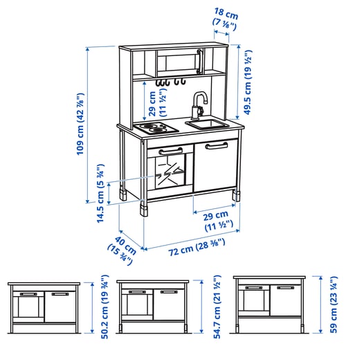 Illustration with measurements for the product: DUKTIG.