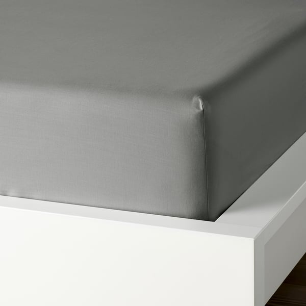 DVALA Fitted sheet, light grey, 140x200 cm IKEA
