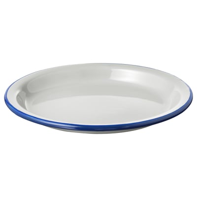 EGENDOM Plate, light grey/dark blue, 23 cm