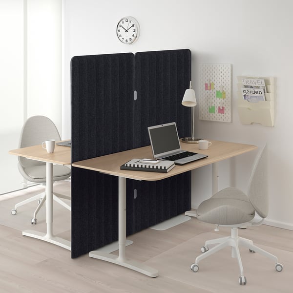 EILIF Screen, freestanding, dark grey/white, 80x150 cm
