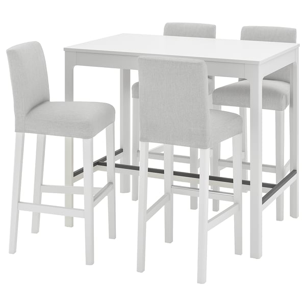 EKEDALEN / BERGMUND Bar table and 4 bar stools, white/Orrsta light grey/white