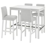 EKEDALEN / BERGMUND Bar table and 4 bar stools, white/Orrsta light grey/white