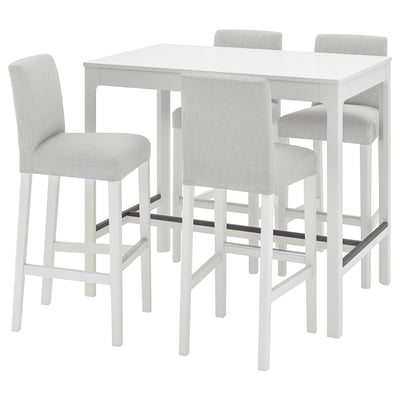 EKEDALEN / BERGMUND Bar table and 4 bar stools, white/Orrsta light grey/white