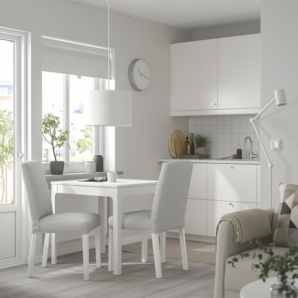 EKEDALEN / BERGMUND Table and 2 chairs, white/Orrsta light grey white, 80/120 cm