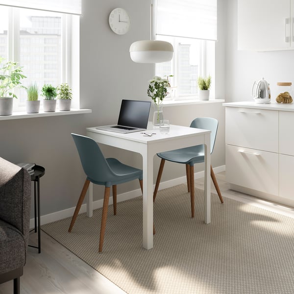 EKEDALEN / GRÖNSTA Table and 2 chairs, white/grey-turquoise, 80/120 cm