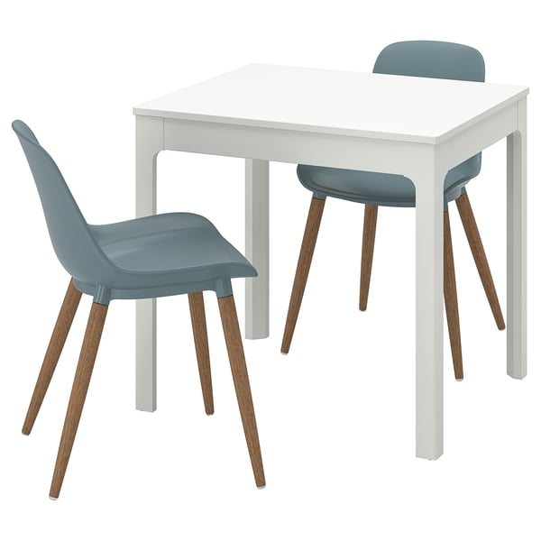 EKEDALEN / GRÖNSTA Table and 2 chairs, white/grey-turquoise, 80/120 cm