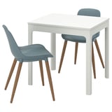 EKEDALEN / GRÖNSTA Table and 2 chairs, white/grey-turquoise, 80/120 cm