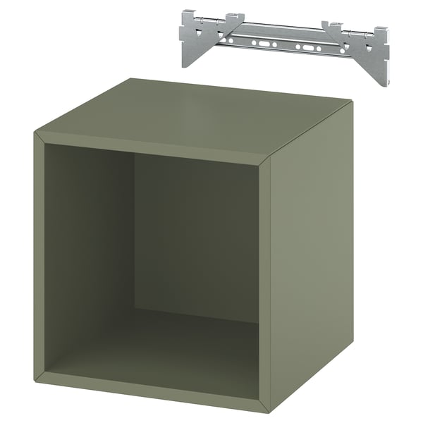 EKET Wall-mounted shelving unit, grey-green, 35x35x35 cm