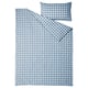 EKTANDVINGE Duvet cover and pillowcase, dark blue white/check, 150x200/50x80 cm