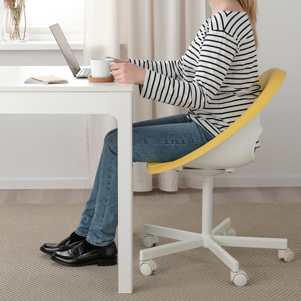 ELDBERGET / MALSKÄR Swivel chair, yellow/white