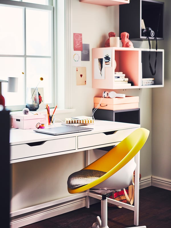 ELDBERGET / MALSKÄR Swivel chair, yellow/white