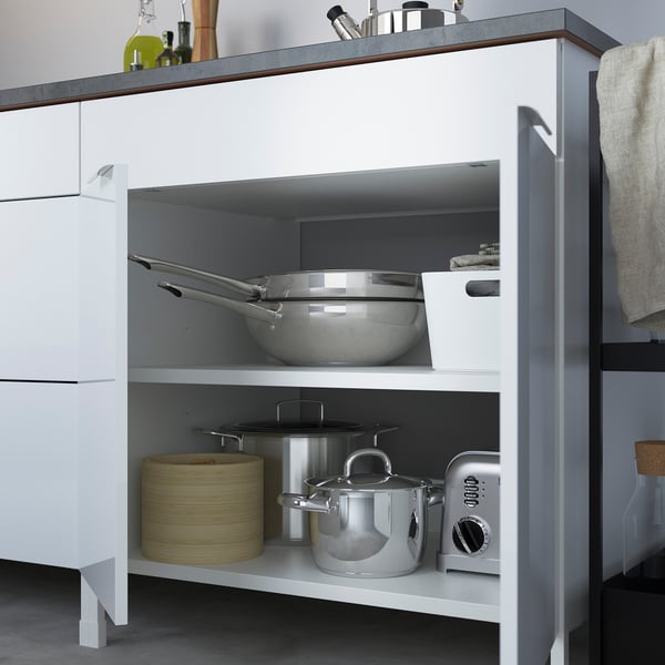 ENHET Base cabinet for hob w door - white/high-gloss white 80x62x75 cm