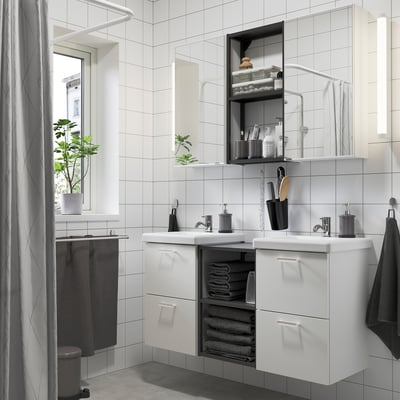 ENHET Bathroom, anthracite/white, 124x43x65 cm