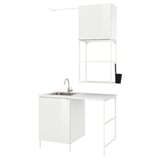 ENHET Laundry, white/high-gloss white, 139x63.5x87.5 cm