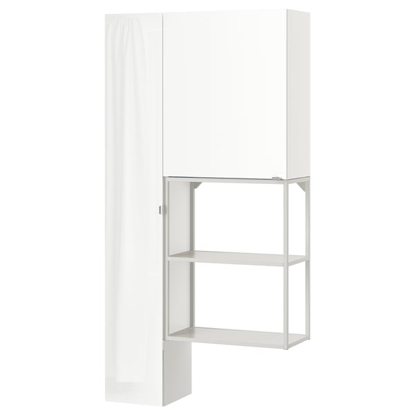 ENHET Storage combination, white/high-gloss white, 90x32x180 cm