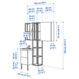 ENHET / TVÄLLEN Bathroom furniture, set of 16, grey frame/anthracite Pilkån tap, 44x43x87 cm