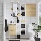 ENHET / TVÄLLEN Bathroom furniture, set of 16, oak effect/white Pilkån tap, 44x43x87 cm