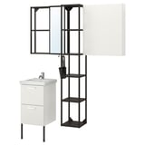 ENHET / TVÄLLEN Bathroom furniture, set of 16, white/anthracite Pilkån tap, 44x43x87 cm