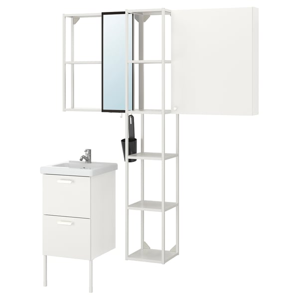 ENHET / TVÄLLEN Bathroom furniture, set of 16, white/Pilkån tap, 44x43x87 cm