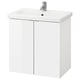 ENHET / TVÄLLEN Wash-basin cabinet with 2 doors, high-gloss white/white Pilkån tap, 64x43x65 cm