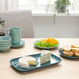 FÄRGKLAR Plate, glossy dark turquoise, 30x18 cm