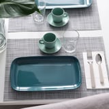 FÄRGKLAR Plate, glossy dark turquoise, 30x18 cm