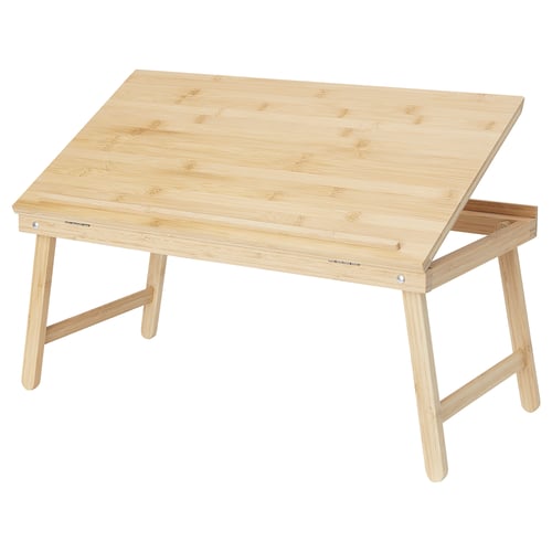 A wooden folding tray table, FELFRITT, with light bamboo colour, rectangular shape, and clean design.