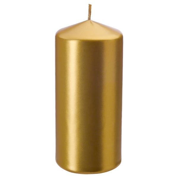 FENOMEN Unscented block candle, gold-colour, 14 cm