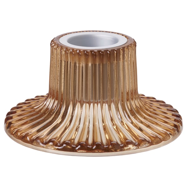 FINSMAK gold glass candlestick, fluted design, elegant table decor.