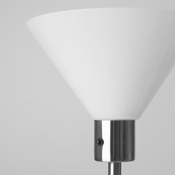 FLUGBO Floor uplighter/reading lamp, nickel-plated