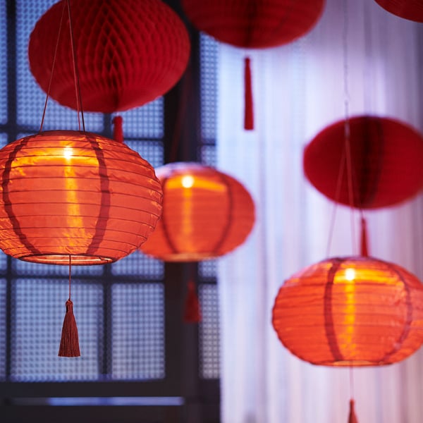 FÖSSTA LED lantern, battery-operated/red