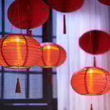 FÖSSTA LED lantern, battery-operated/red
