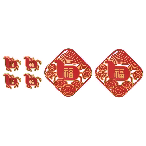 FÖSSTA Window decoration, horse/red, 6 pieces