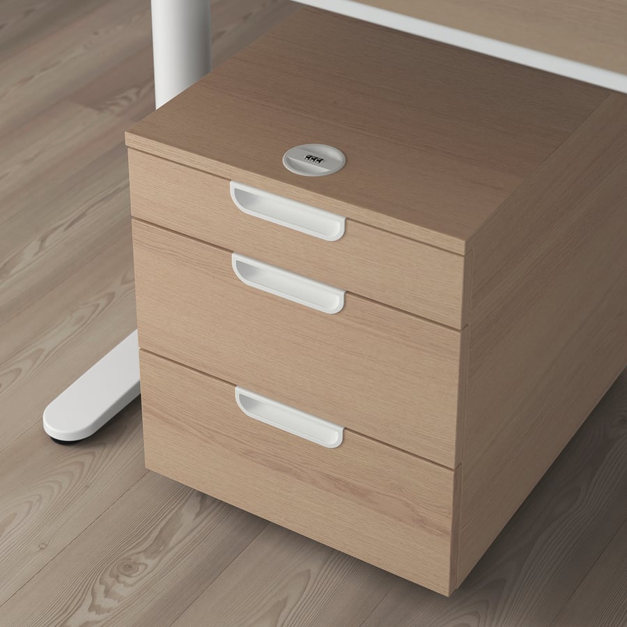 GALANT drawer unit on castors, white stained oak veneer, 45x55 cm