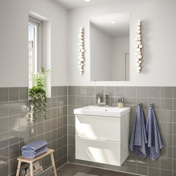 GODMORGON / ODENSVIK Bathroom furniture, set of 4, high-gloss white/Dalskär tap, 63 cm