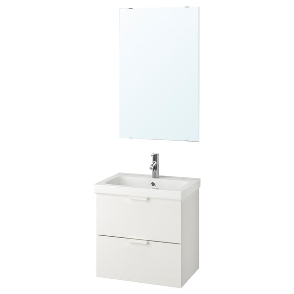GODMORGON / ODENSVIK Bathroom furniture, set of 4, white/Dalskär tap, 63 cm