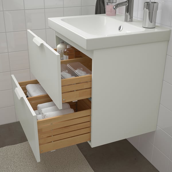 GODMORGON / ODENSVIK Bathroom furniture, set of 4, white/Dalskär tap, 63 cm